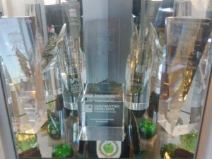 Awards cabinet at Kier Construction Northern in 2015
